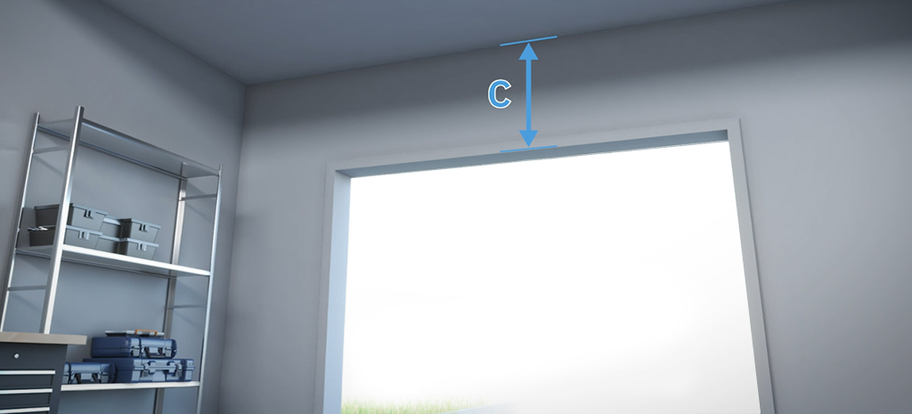 measure headroom between opening ceiling garage door